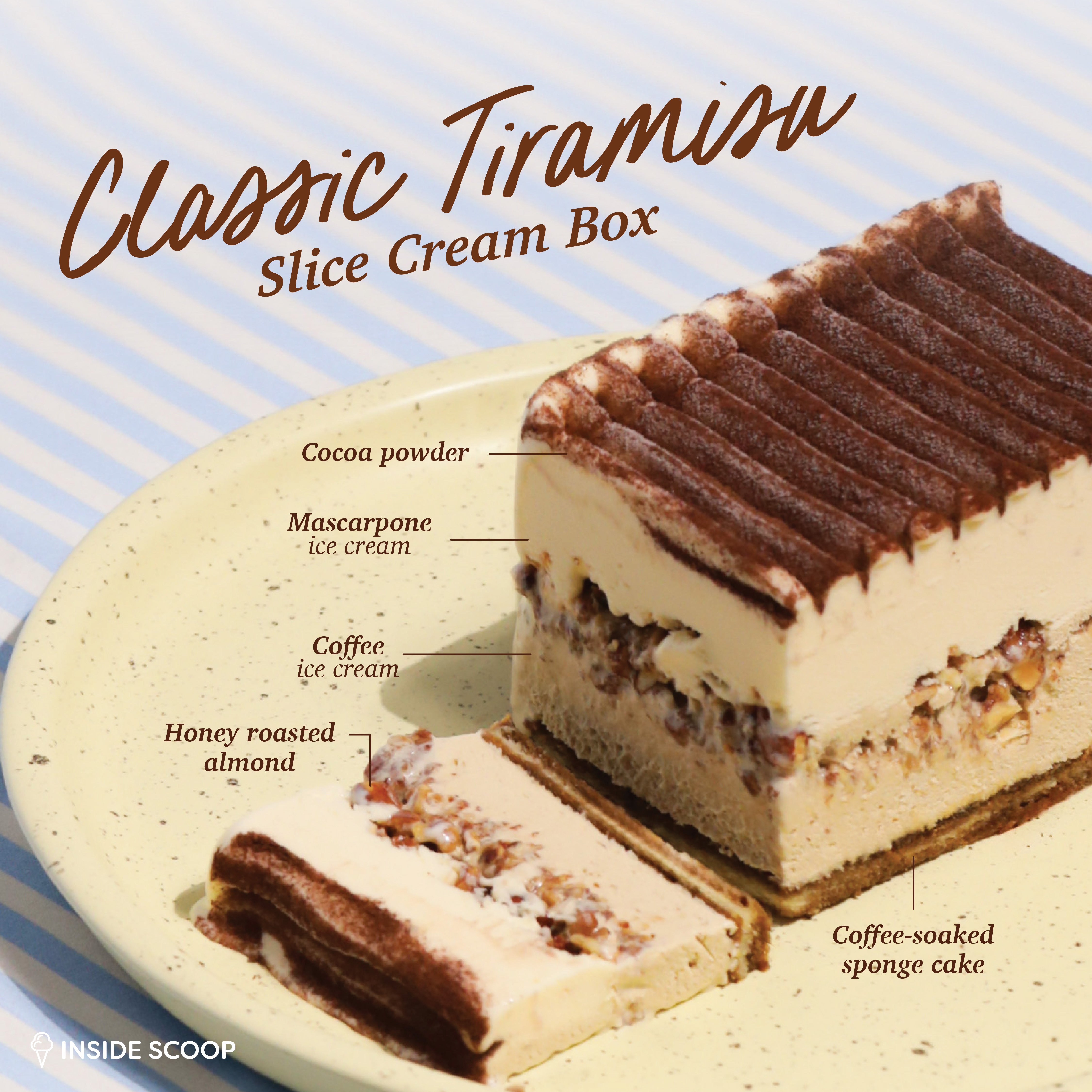 Classic Tiramisu Slice Cream Cake Box